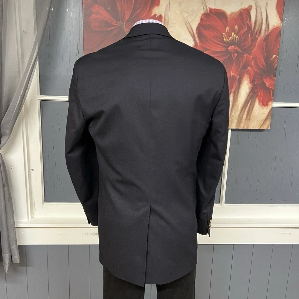 Joseph & Feiss Blazer Mens‎ 41L Long Classic Fit Wool Dark Navy Golden Buttons - Picture 3 of 11